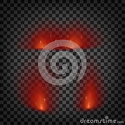 Realistic fire flames set Vector Illustration